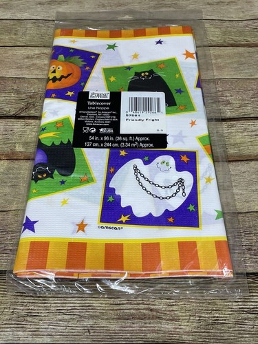 Halloween 54 x 96 inch Tablecloth Friendly Fright Ghost Bat Pumpkin Black Cat