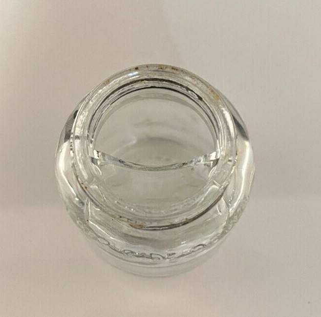 Antique Sheaffer's Skrip Clear Glass Ink Bottle with Pocket and Lid Embossed