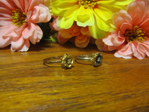 Anillo de moda con flores de cristal enchapado en oro para mujeres niñas - Imagen 3 de 3