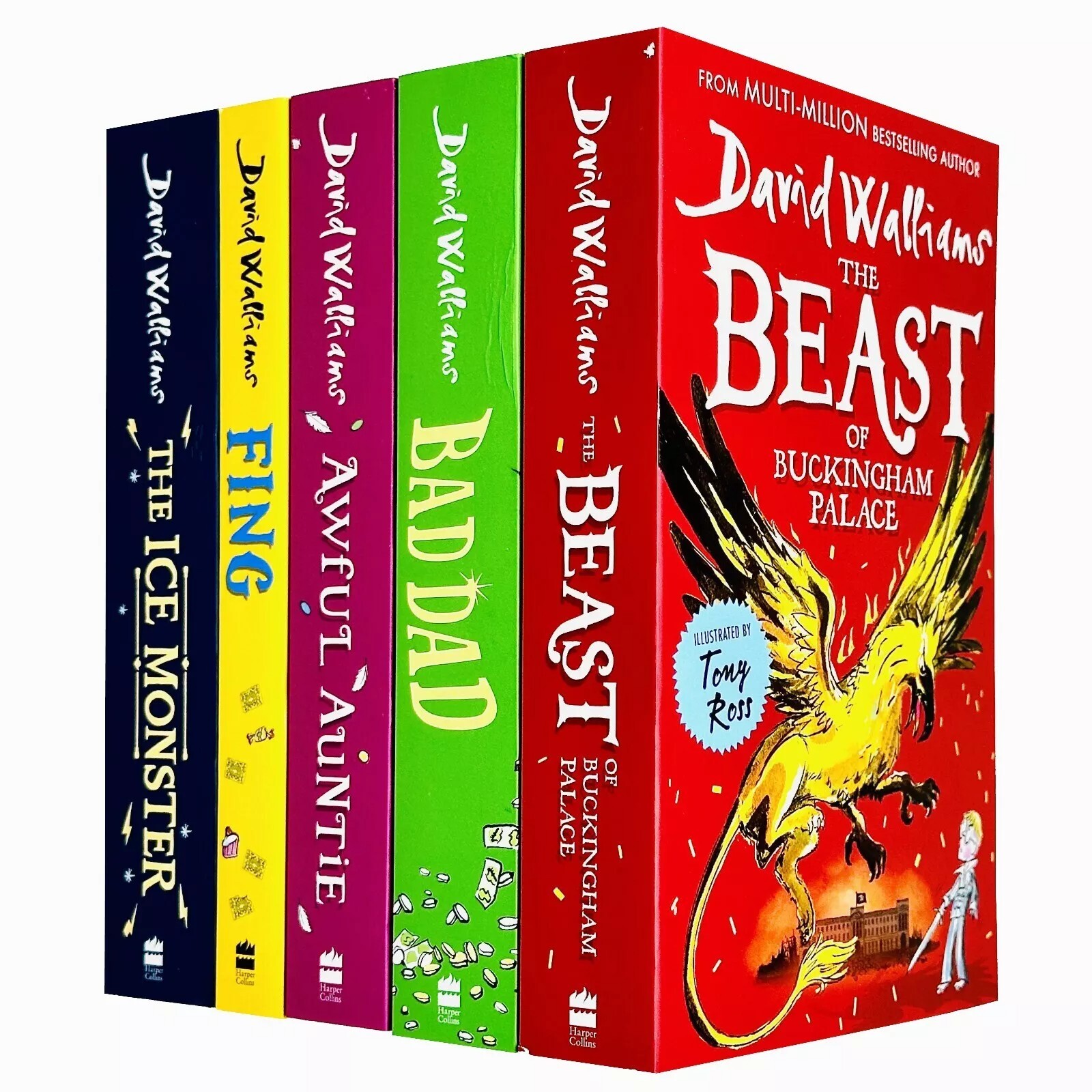 David Walliams Collection 5 Books Set Bad Dad, Awful Auntie, Fing, Ice Monster