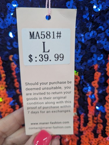 MANER Women's Sequin Skirt Sparkle Stretchy Bodycon Mini Skirts Night Out NEW L - Foto 4 di 7