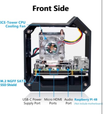 Waveshare Mini Tower NAS Kit for Raspberry Pi 4B support up to 2TB M.2 SATA