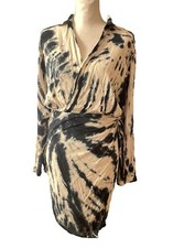 Young Fabulous & Broke Tie Dye Wrap Dress Long Sleeve Collared Size Small