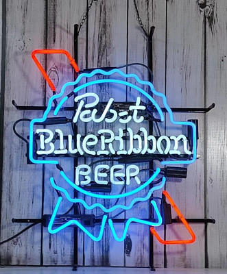 Pabst Blue Ribbon Neon Light Sign Beer Bar Pub Cave Wall Decor Artwork YU 24x20