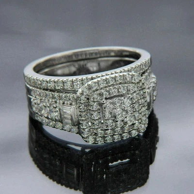 3ct Rund Labor Diamant Verlobungsring Set Halo Ring 14k Gold Plattiert - Bild 1 von 4