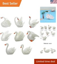 8 Mini White Swan Figurines - Charming Cake Toppers for Parties  Gardens