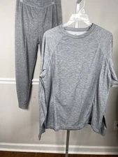 LL Bean Men Size Large Tall pant set Shirt Base Layer Thermal Long Sleeve Gray