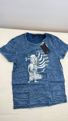 Scotch & Soda Graphic T-Shirt Men s Blue Art Print NWT