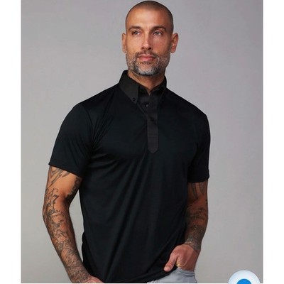 Collars & Co Mens Size Small Polo Shirt Black Button Down Collar Performance NEW