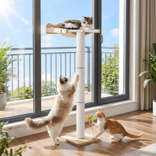 Lassume Cat Window Perch Tall Scratching Post 44 Adjustable Sisal Cat Tree