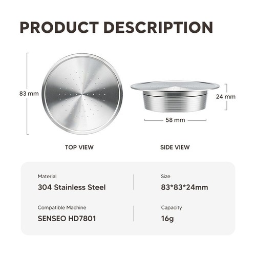 For Senseo HD7801 Coffee Machine Stainless Steel Coffee Capsule Filter Cups Pods - Picture 24 of 24