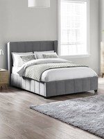 Katie Grey Velvet Upholstered 150cm Kingsize Bed