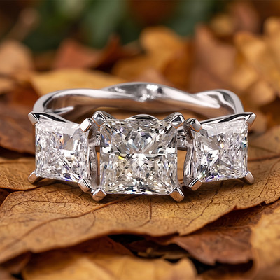 IGI 2.50Ct Princess Cut F/VS1 Lab Grown Diamond Wedding Ring 14k White Gold
