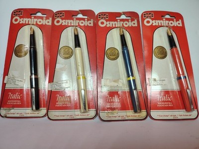 Vintage Osmiroid Füllfederhalter 4 Farben Squeezefill Kursiv NOS 1980er