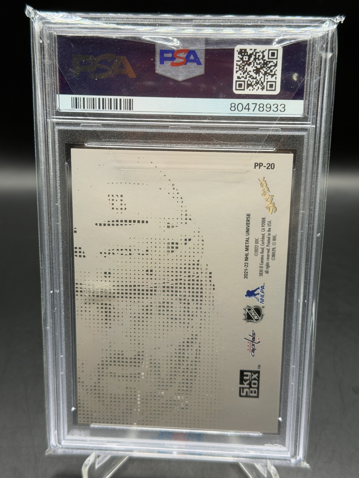 2021-22 Skybox Metal Universe Platinum Portraits #PP-20 Alex Ovechkin PSA 9 SSP view 3