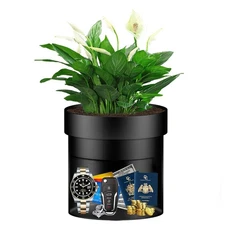 Fireresistant Waterproof Flower Pot Diversion Safe with Key Lock,Stainless St...