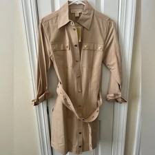 Michael Kors Tan Button-Up Shirt Dress-Small