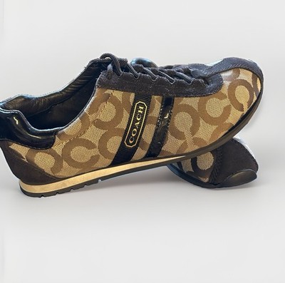 Coach Kathleen Sneaker Tennis Shoe Brown Tan Logo Size 7M NWOT