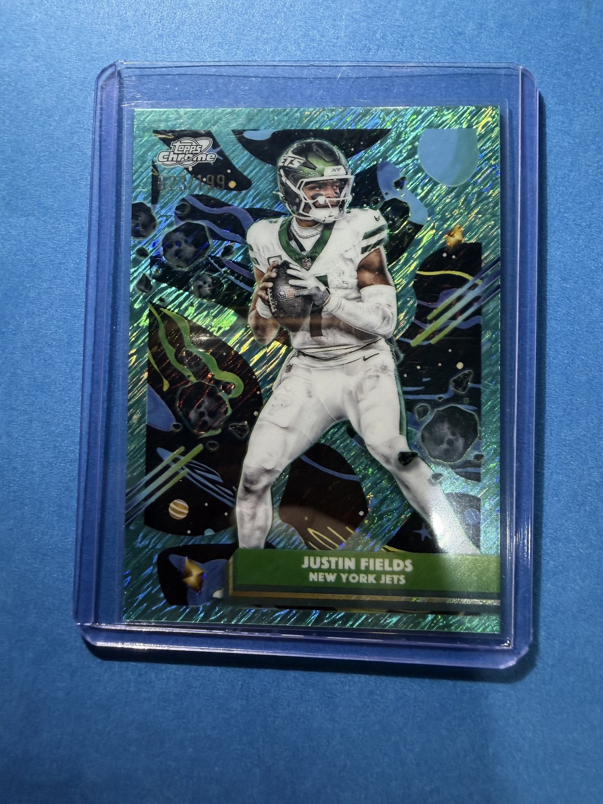 2025 Cosmic Justin Fields #75 Aqua Equinox Refractor /199 Mint!