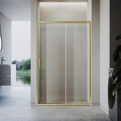 Duschabtrennung Schiebetür Duschtür 5mm ESG Glas Duschkabine 120cmx185cm Golden