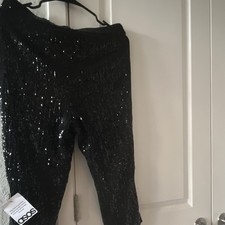 ASOS Women's Black Solid Sequin Accent Pants, Regular Size S