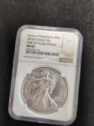 2015(P) $1 Silver Eagle NGC MS 69 One of Only 79,640 Struck at Philadelphia Mint