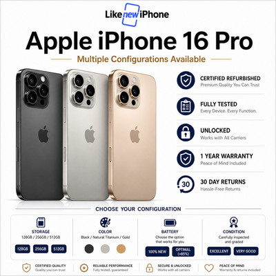 Apple iPhone 16 Pro Factory Unlocked 128GB 256GB 512GB Multiple Options