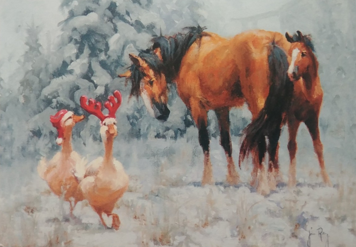 "Kooky Holiday (4) Leanin Tree Christmas, New Year Cards, New With (4) Envelopes