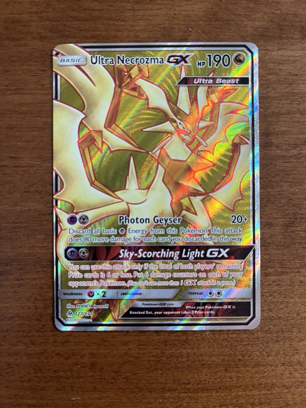 Ultra Necrozma GX (Full Art) 127/131 Sm-Forbidden Light Holo NM