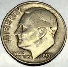 1951- P Roosevelt Dime - Circulated Condition - 90% Silver - US Coin - 3947
