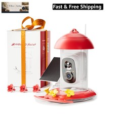 Hummingbird Feeder with Camera for Outdoors Solar Powered,Smart Bird Camera w...
