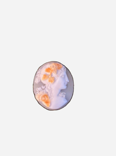 Hand-Carved Pink Conch Shell Cameo Loose Oval Cabochon 31mm Vintage