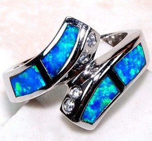 Australian Opal Inlay 925 Solid Sterling Silver Ring Sz 7 GA3-7
