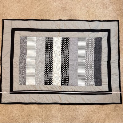 Handmade Lap Quilt 50 X 35  Black And White Cottagecore Farmhouse