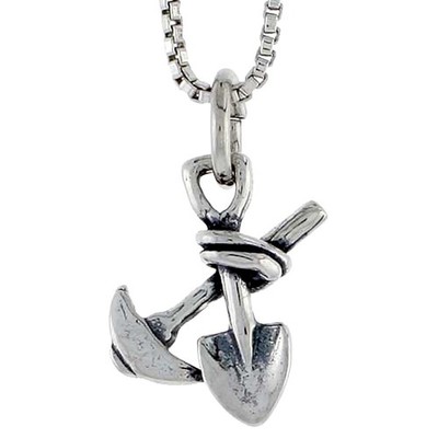 925 Sterlingsilber Spitzhacke und Schaufel Werkzeug Charm Anhänger 1/2 (13mm) Zoll hoch
