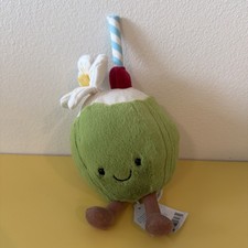 Jellycat BNWT Amuseables Aruba Coconut tropical drink green soft plushie 