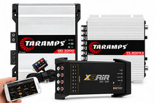 TARAMPS HD 3000 1OHMS  TS 400X4  EXPERT X8 AIR DSP   COMPLETE CAR AUDIO KIT