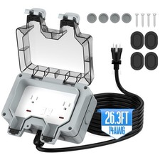 Outdoor Outlet Box with 32.8Ft Extension Cord,NEMA 5-15R,IP66 Waterproof Outd...
