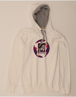 REPLAY Mens Graphic Hoodie Jumper Large White Cotton DU68