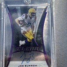 JOE BURROW 2020 Leaf Trinity Clear RC On Card Auto Rookie Bengals LSU 10/10 SSP✔. rookie card picture