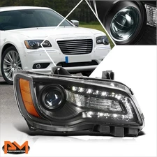 For 11-14 Chrysler 300 Passenger Side LED DRL Projector Headlight Black Housing