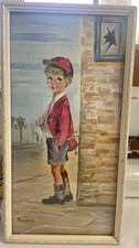 Vintage Retro Mid Century 1960s Dallas Simpson Kitch Boy Print Original￼ Frame