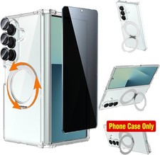 Case for Samsung Galaxy Z Fold 8, Clear Magnetic Ring Rotating Stand