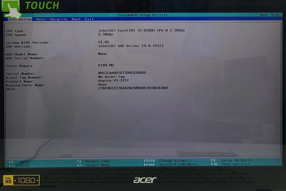 Portátil Acer Aspire V3-372T-5051 Intel i5-6200U 16 GB Ram SIN HD/OS (FL) Foto 2 de 4