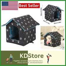 Weatherproof Outdoor Cat House Insulated Shelter for Stray Cats Black Medium
