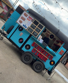 Blue & Black Food/Concession Trailer with Serving Window & Menu Boards