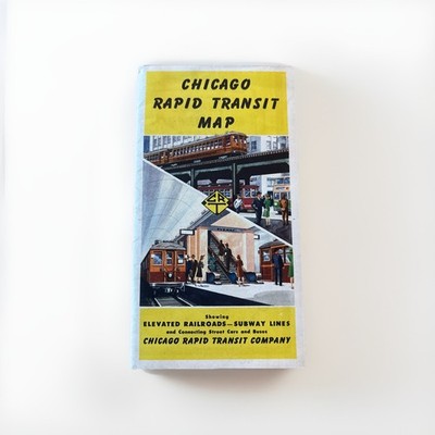 Chicago Rapid Transit Map 1946 Displays Elevated Railroads And Subway Lines