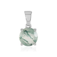 Cavill Moosachat AnhäNger 1,39Ct Rund GrüN Weiß Sterlingsilber Platin