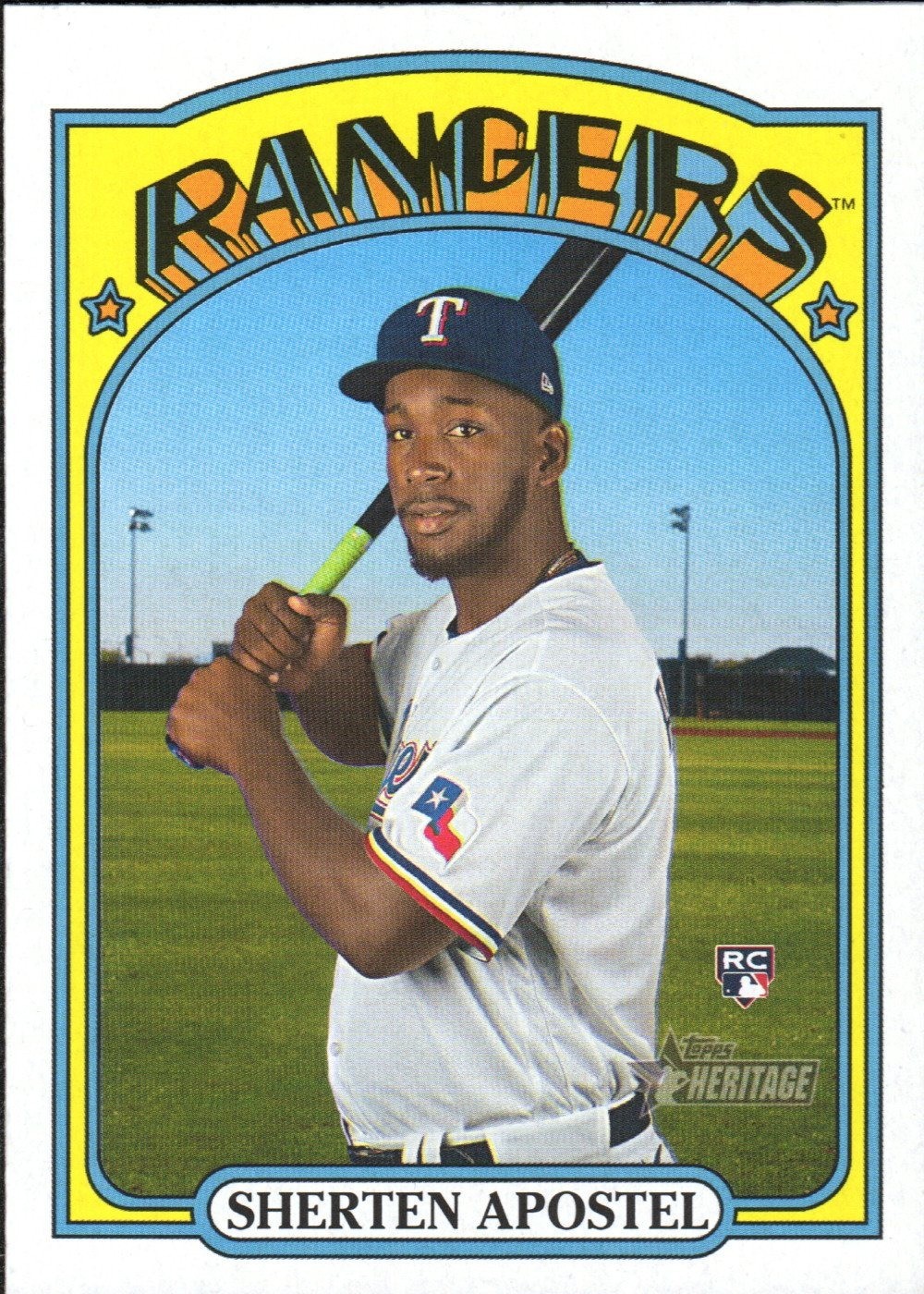 Sherten Apostel 2021 Topps Heritage #603 French Variation RC Texas Rangers