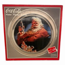 COCA-COLA Platter 13  Glass Santa #5539 Compl...